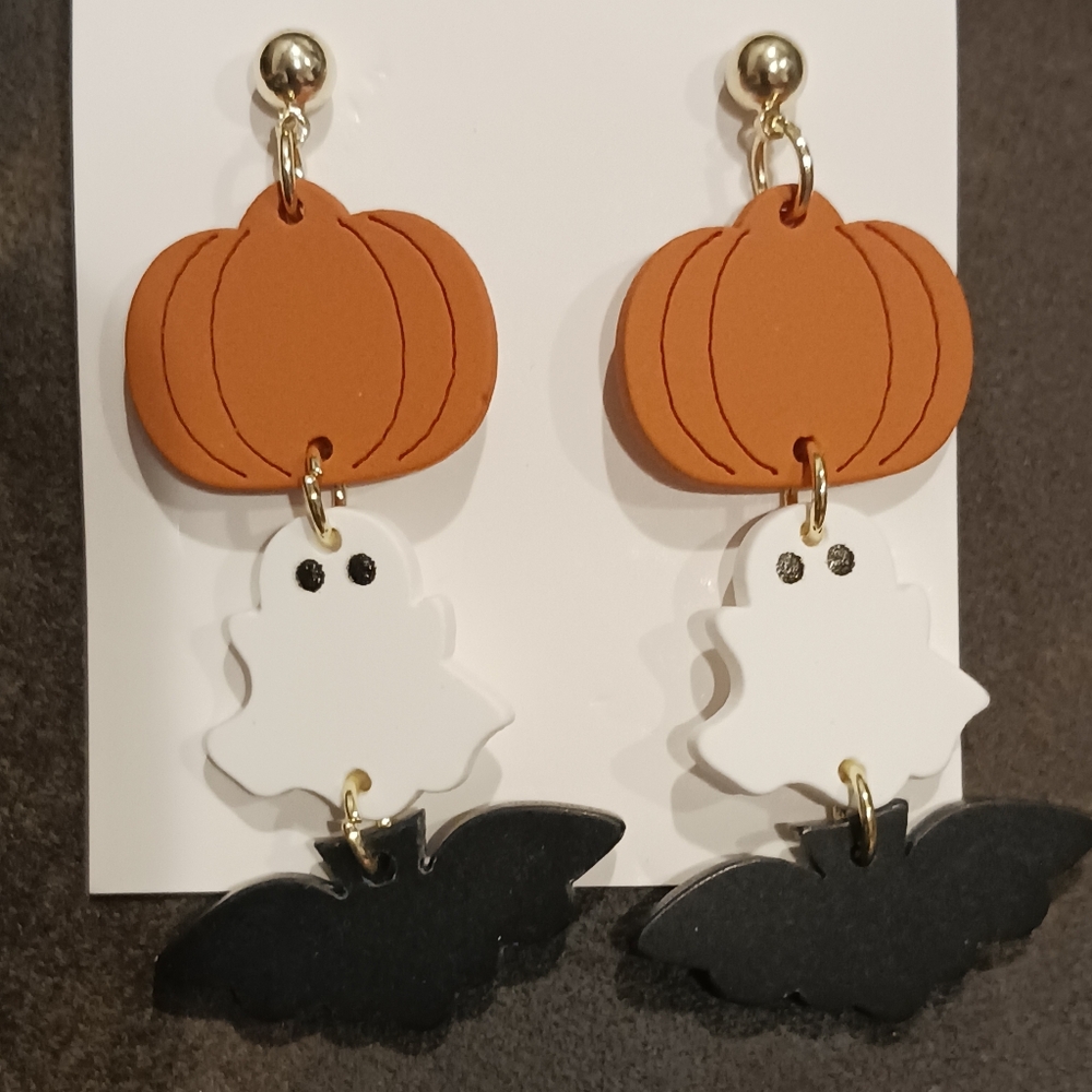 Halloween Bat Pumpkin Ghost Dangle Earrings